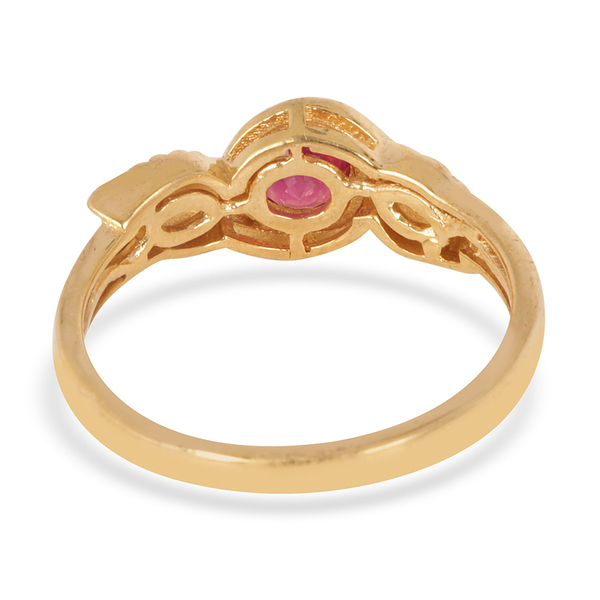 Tribal Collection of India African Ruby (Rnd) Solitaire Ring in 14K Gold Overlay Sterling Silver 0.750 Ct.