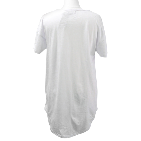 SUGARCRISP 100% Cotton Short Sleeved TShirt with Flower Detail - Optic White