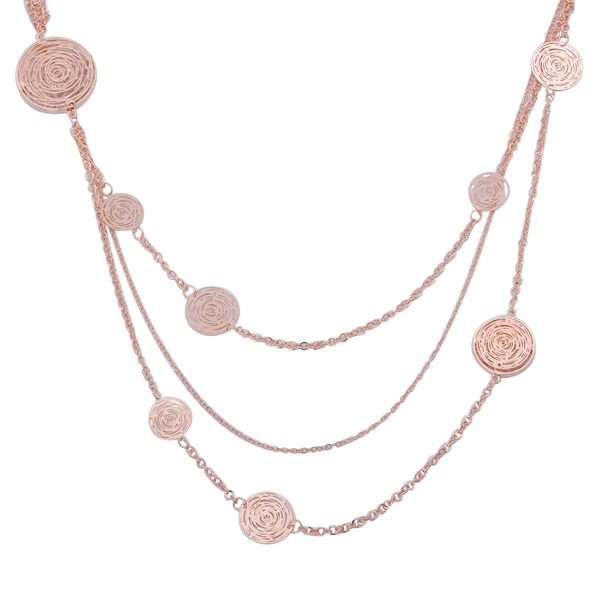 White Austrian Crystal Multi Strand Necklace (Size 30) in Rose Gold Tone