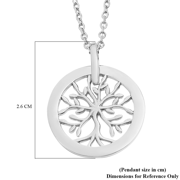 Platinum Overlay Sterling Silver Tree of Life Pendant with Chain (Size 20), Silver Wt. 5.37 Gms