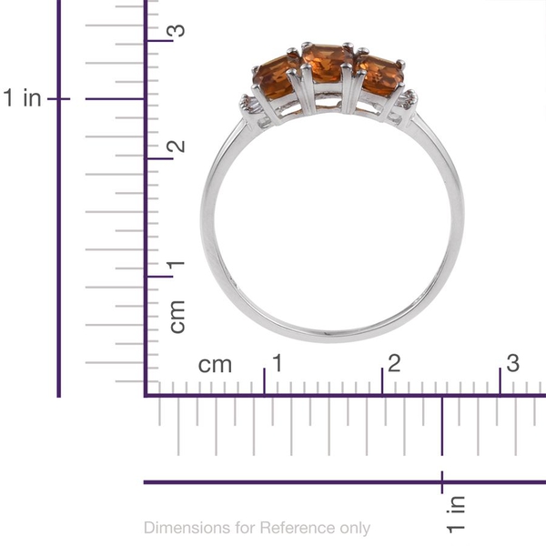 Citrine (Cush), Diamond Ring in Platinum Overlay Sterling Silver 1.800 Ct.