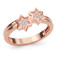 Diamond Twin Star Stacker Ring in Rose Gold Overlay Sterling Silver 0.080 Ct