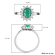 Socoto Emerald and Natural Cambodian Zircon Ring in Platinum Overlay Sterling Silver 1.07 Ct.