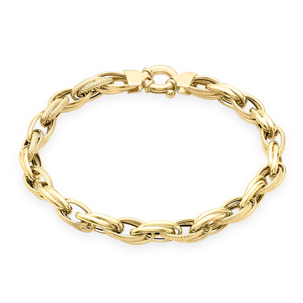 Double Belcher Chain Bracelet in 9K Gold 7.5 Inch