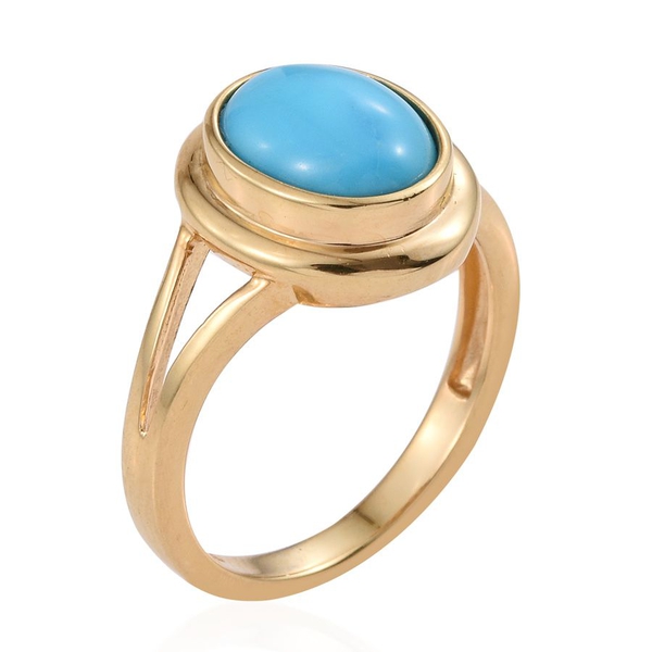 Arizona Sleeping Beauty Turquoise (Ovl) Solitaire Ring in 14K Gold Overlay Sterling Silver 2.000 Ct.