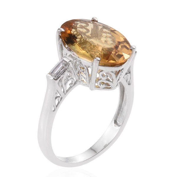 Marialite (Ovl 8.00 Ct), Natural Cambodian Zircon Ring in Platinum Overlay Sterling Silver 8.250 Ct.