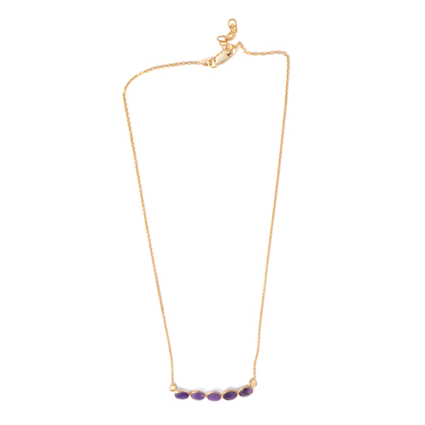 Amethyst (Rnd) Necklace (Size 18 with 1 inch Extender) in Yellow Gold Overlay Sterling Silver 2.500 