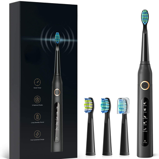 FairyWill: Sonic Toothbrush (With 4 Heads) - Black