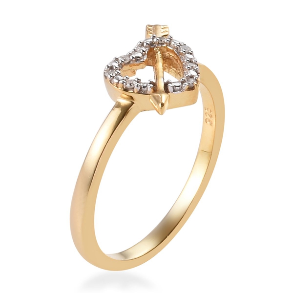 Diamond Heart with Arrow Ring in 14K Gold Overlay Sterling Silver
