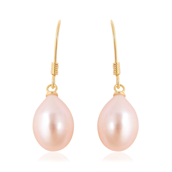 2 Piece Set - Peach Freshwater Pearl Pendant & Hook Earrings in Yellow Gold Overlay Sterling Silver