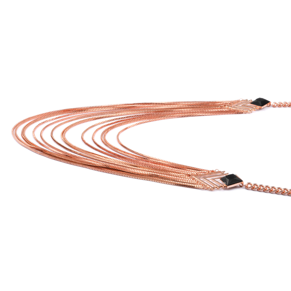 Multi Strand Necklace (Size 25 with Extender) in Rose Gold Tone with Simulated Stone