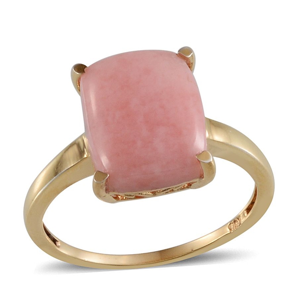 Peruvian Pink Opal (Cush) Solitaire Ring in Yellow Gold Overlay Sterling Silver 5.000 Ct.