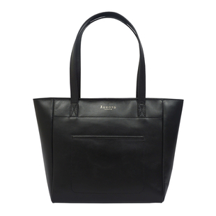 ASSOTS LONDON Linda Genuine Leather Slip Pocket Tote Bag black
