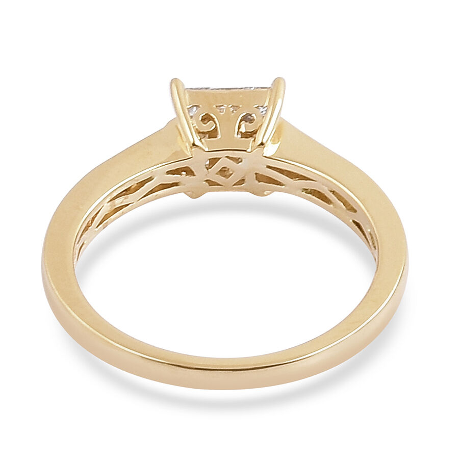 ILIANA 18K Yellow Gold 0.50 Carat Diamond Princess Ring Invisible Setting IGI Certified SI G-H.