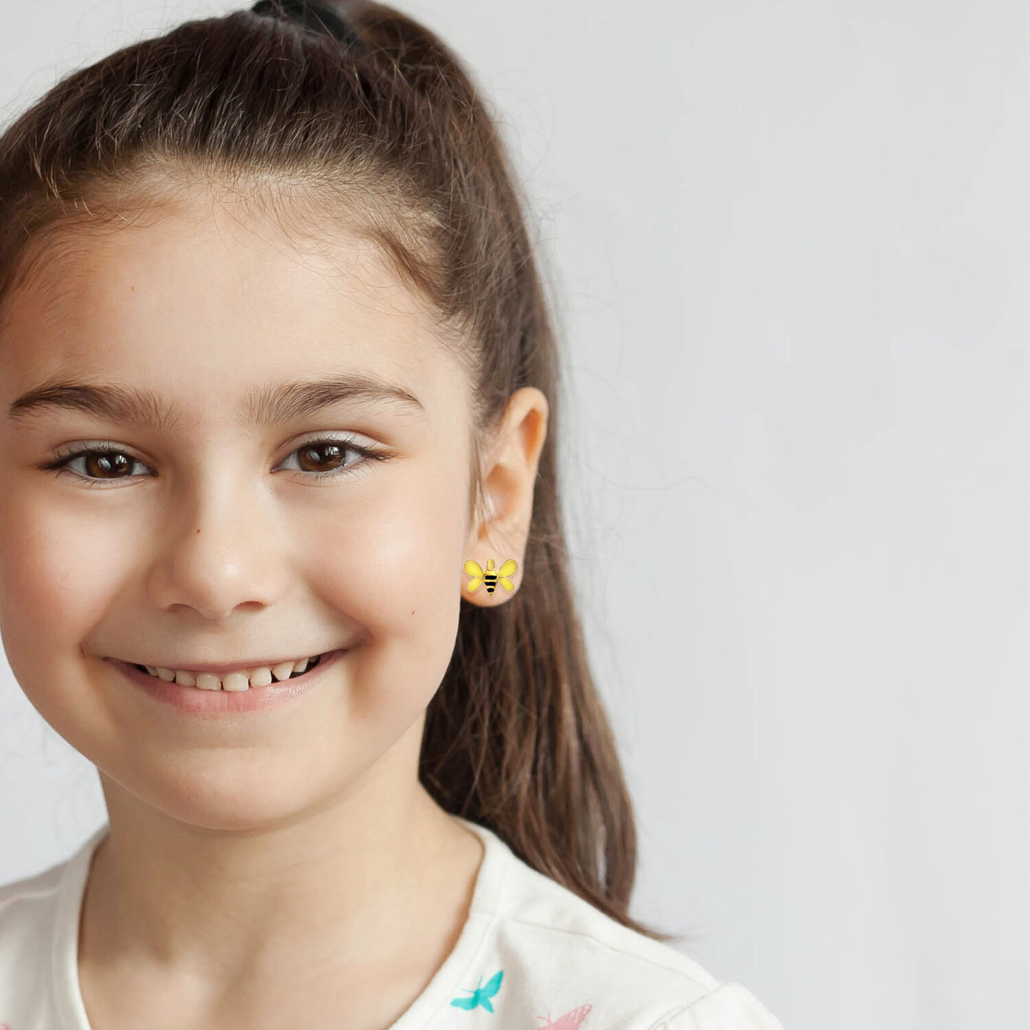 Children's Kids Dainty BumbleBee Stud Earrings in 9ct Yellow Gold