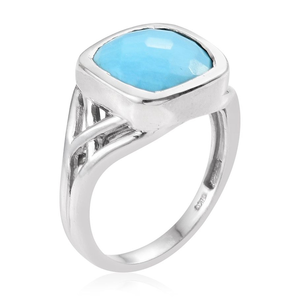 Arizona Sleeping Beauty Turquoise (Cush) Solitaire Ring in Platinum Overlay Sterling Silver 4.750 Ct.