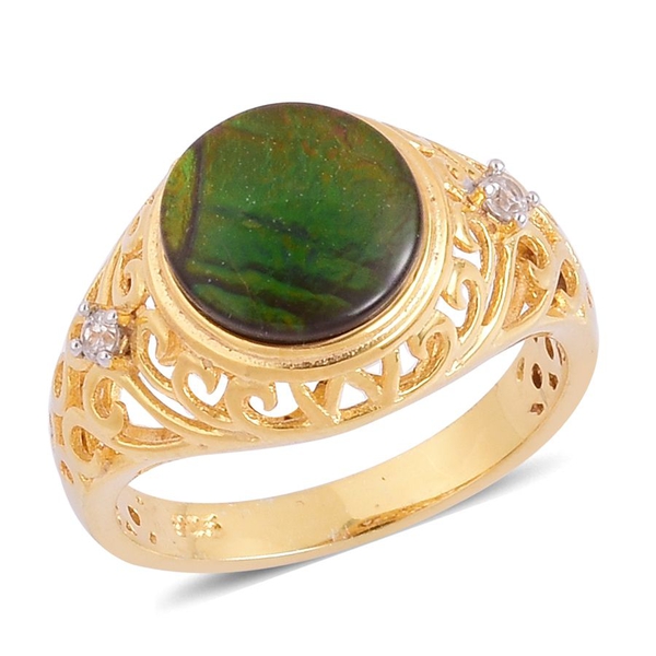 2.50 Ct Ammolite and White Zircon Solitaire Ring in Silver