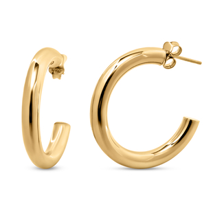 9K Yellow Gold J Hoop Earrings With Push Back