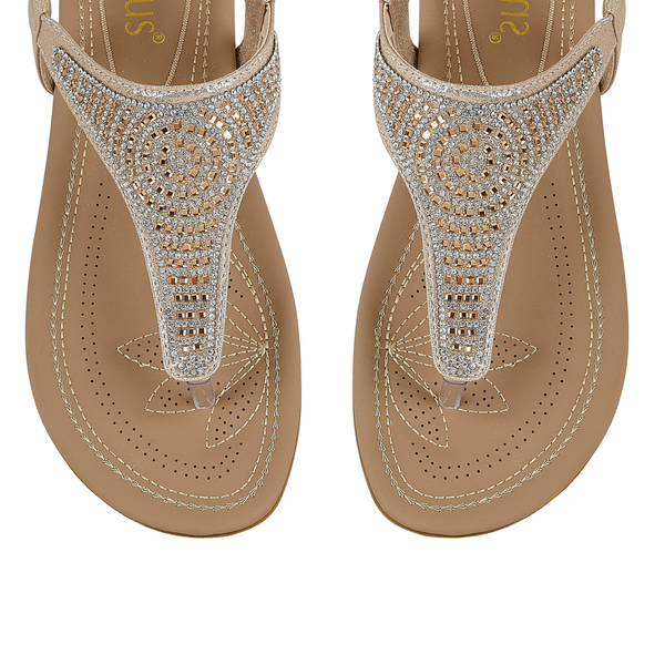 Lotus Orla Flat Toe Post Sandals (Size 3) - Gold