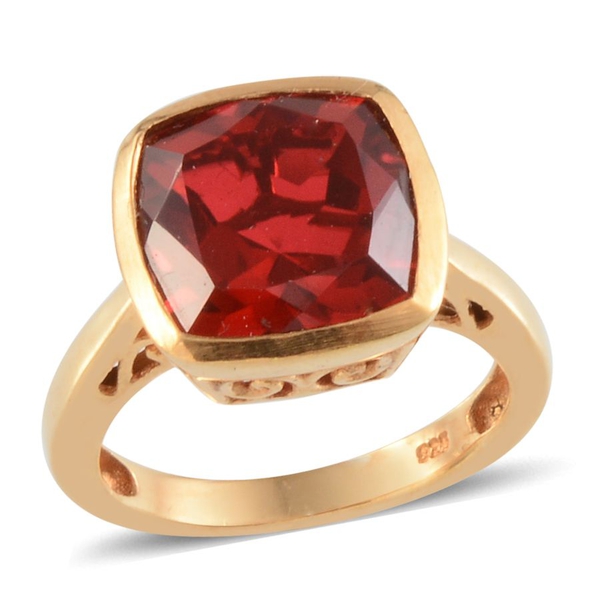 Ruby Quartz (Cush) Solitaire Ring in 14K Gold Overlay Sterling Silver 5.250 Ct.