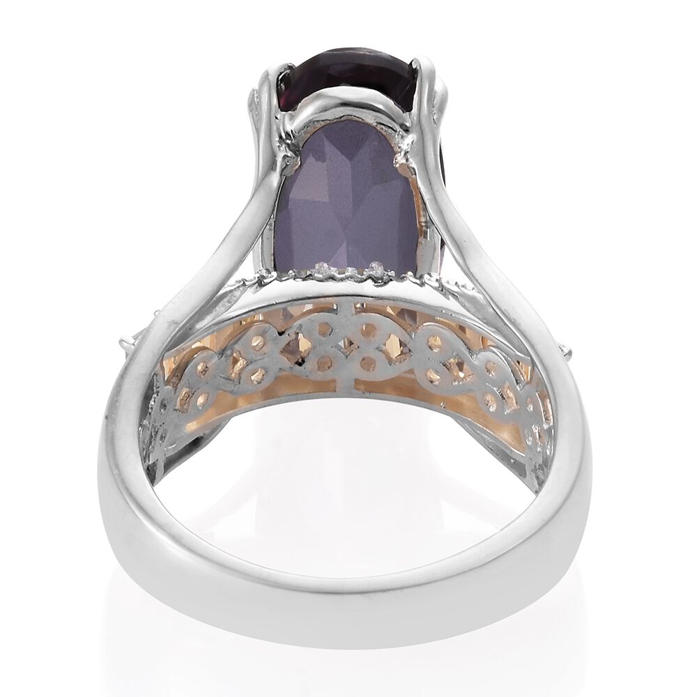 Alexandria Quartz (Ovl 9.60 Ct), Citrine Ring in Platinum Overlay Sterling Silver 11.500 Ct. Silver wt. 6.19 Gms.