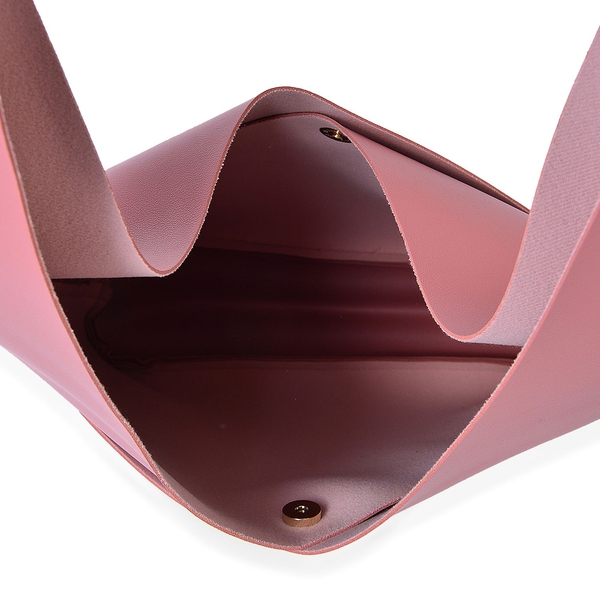 Set of 2 - Pink Colour Handbag (Size 34X25.5X10.5 Cm) and Pouch (Size 23X20X6 Cm)