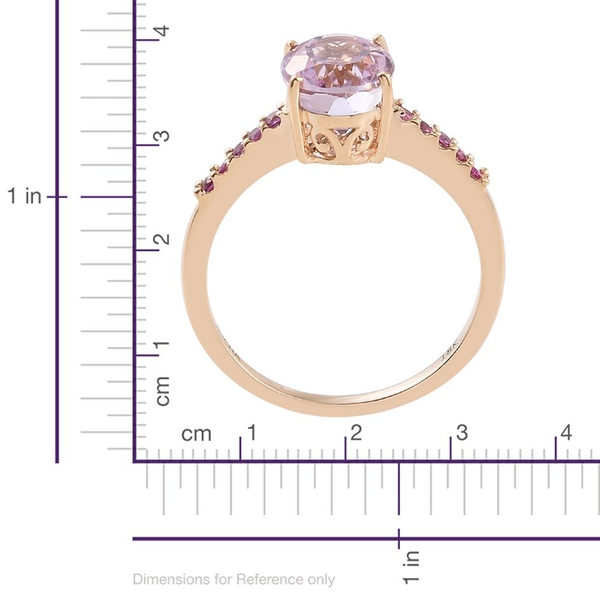 Celebrity Inspired - ILIANA 18K Y Gold AAAA Brazilian Kunzite (Ovl 3.35 Ct), AAAA Pink Sapphire Ring 3.500 Ct.
