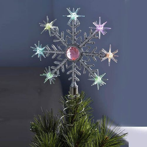 Colour Changing Battery Operated LED Snowflake Tree Topper ... Both the tree topper light (ip 44 rated)and battery case(ip 68 rated) are waterproof, this treetop star light can be used for indoor and outdoor the touch 3x aa batteries powered (not include) dimensions:9 x 2.3 inch wire length: