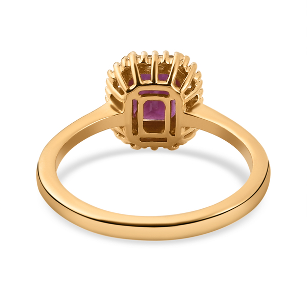 Natural Moroccan Ruby and Diamond Ring in 14K Gold Overlay Sterling Silver 1.54 Ct.