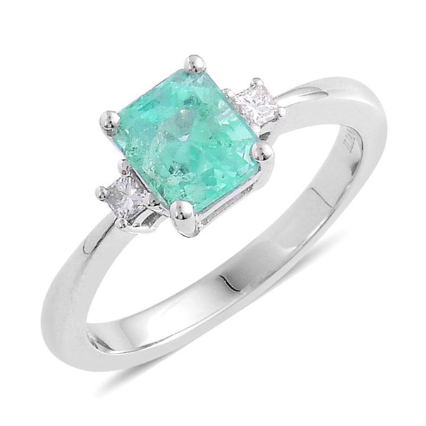 14K W Gold Boyaca Colombian Emerald (Oct 1.45 Ct), Diamond Ring 1.500 Ct.
