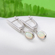 Ethiopian Welo Opal Hoop Earrings in Rhodium Overlay Sterling Silver 1.10 Ct.