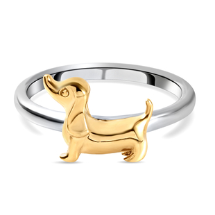 Platinum and Yellow Gold Overlay Sterling Silver Dog Ring