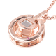 I Love You in Different Languages Projection Pendant with Chain (Size 20 with 2.5 inch Ext.) with Simulated Diamond in Rose Gold Tone