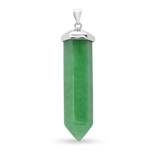 Dyed Green Jade Pendant in Rhodium Overlay Sterling Silver 53.50 Ct