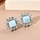 Larimar and Natural Cambodian Zircon Stud Earrings (With Push Back) in Sterling Silver 3.48 Ct.
