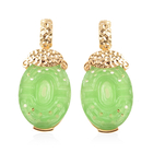 Green Jade Drop Earrings in Yellow Gold Overlay Sterling Silver 20.50 Ct.