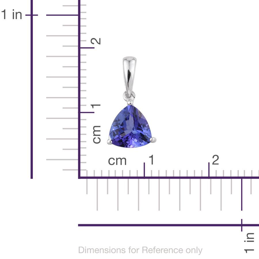 14K White Gold 1 Carat AA Tanzanite Trillion Solitaire Pendant.