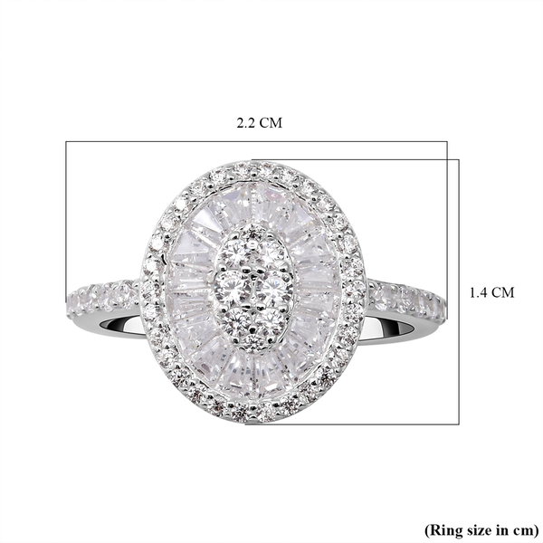 One Time Deal- ELANZA Simulated Diamond Ring in White Silver Overlay Sterling Silver