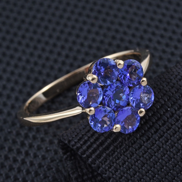 ILIANA 18K Y Gold AAA Tanzanite (Rnd 0.50 Ct) 7 Stone Floral Ring 2.250 Ct.