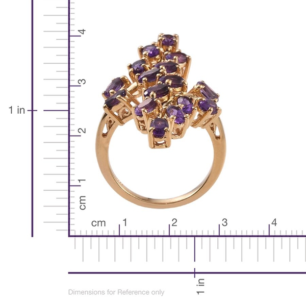 AA Lusaka Amethyst (Ovl) Leaves Crossover Ring in 14K Gold Overlay Sterling Silver 3.750 Ct.