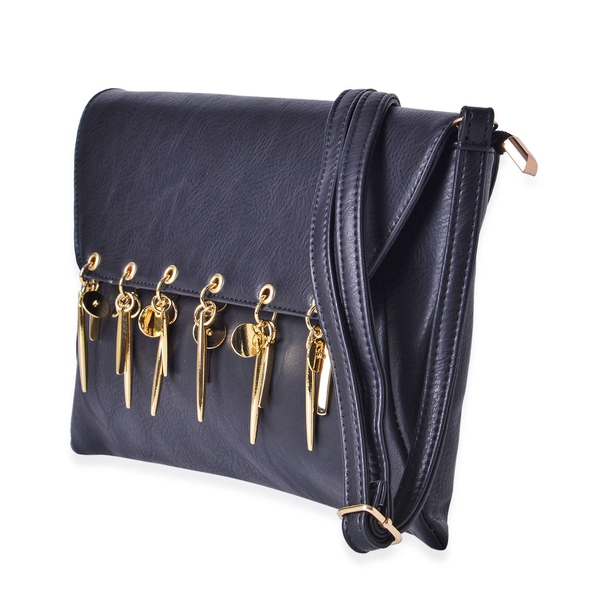 Black Colour Clutch Bag with Adjustable Shoulder Strap (Size 30x20 Cm)