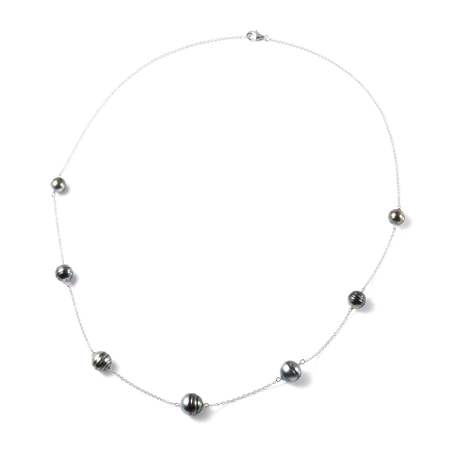 Tahitian Pearl Necklace in Rhodium 