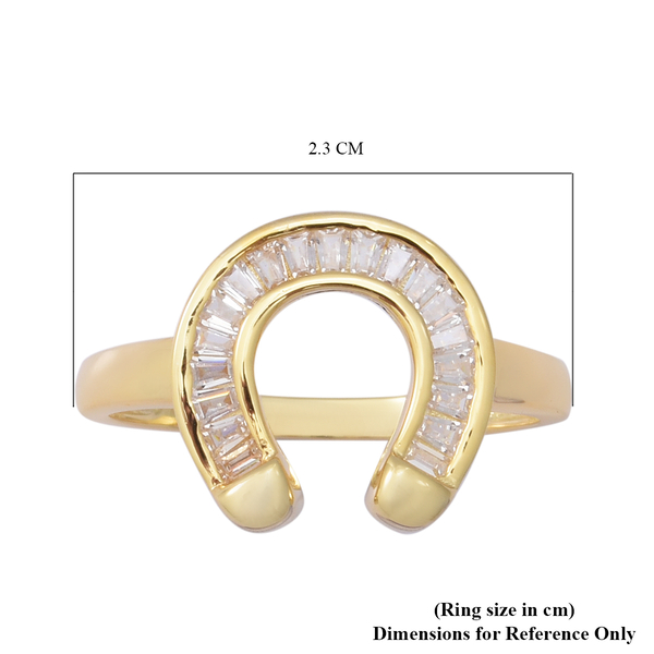 ELANZA Simulated White Diamond Ring in Yellow Gold Overlay Sterling Silver