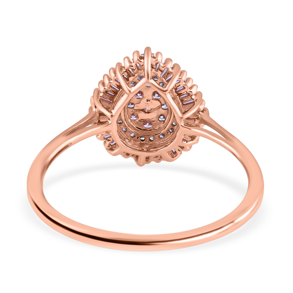 9K Rose Gold  White Diamond, Pink Diamond Ring in Rhodium Overlay 0.50 ct,  Gold Wt. 2.6 Gms (Size W)