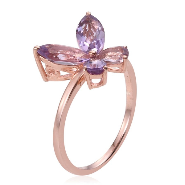 Rose De France Amethyst (Mrq) Butterfly Ring in Rose Gold Overlay Sterling Silver 2.500 Ct.