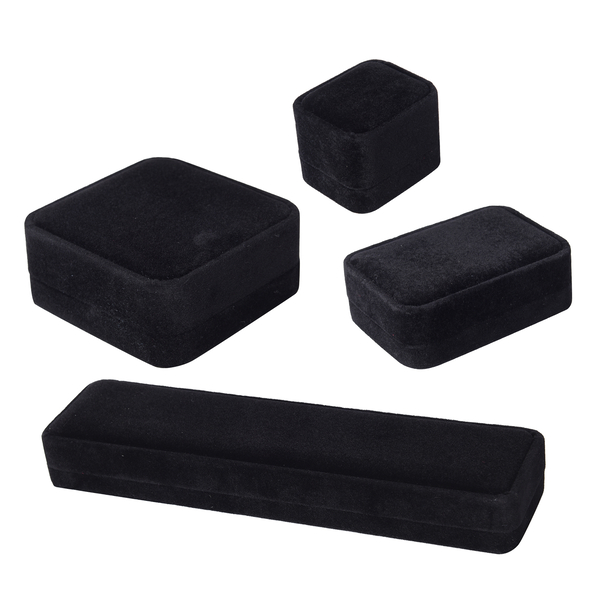 Set of 4  Portable Velvet Jewellery Box  Black