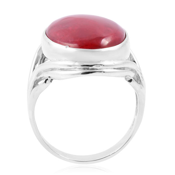 Royal Bali Collection - Sponge Coral (Ovl) Ring in Sterling Silver, Silver wt 6.67 Gms