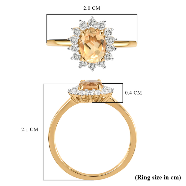 Citrine and Natural Cambodian Zircon Ring in 14K Gold Overlay Sterling Silver 1.14 Ct.