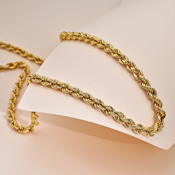 Hatton Garden Close Out Deal - 9K Yellow Gold Rope Necklace (Size - 22) With Spring Ring Clasp, Gold Wt 13.10 Grams