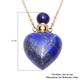 Lapis Lazuli Heart Shaped Perfume Bottle Necklace (Size 22) in Yellow Gold Tone 89.00 Ct.